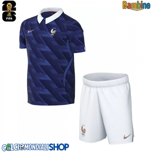 Maglie da calcio Francia Prima Maglia Bambino Mondiali 2026  Manica Corta + Pantaloni corti)